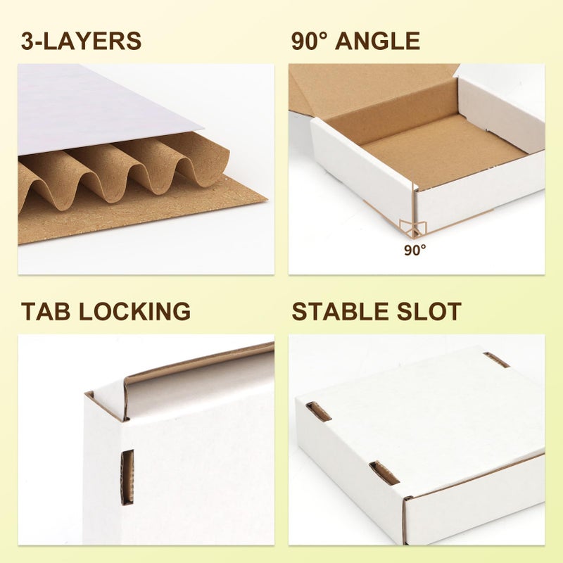 WIFTREY 100 Pcs 4X4X1 inches Small Shipping Boxes, White Corrugated Cardboard Box for Packaging Small Business, Moving, Literature Mailer - Image 3